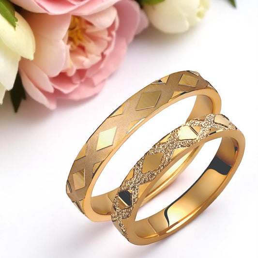 Rhombus  3.5mm Wedding Bands Set