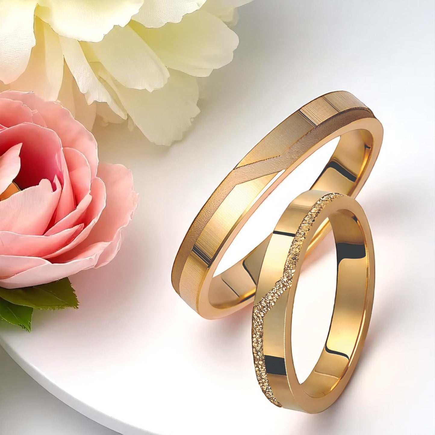 Textured 3.5mm Wedding Bands Set