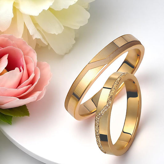Textured 3.5mm Wedding Bands Set