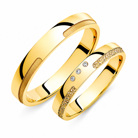 Textured 3.5 Diamond Wedding Bands Set