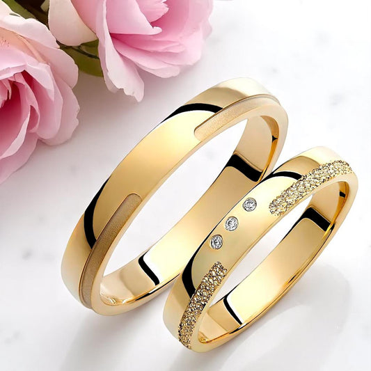 Textured 3.5 Diamond Wedding Bands Set