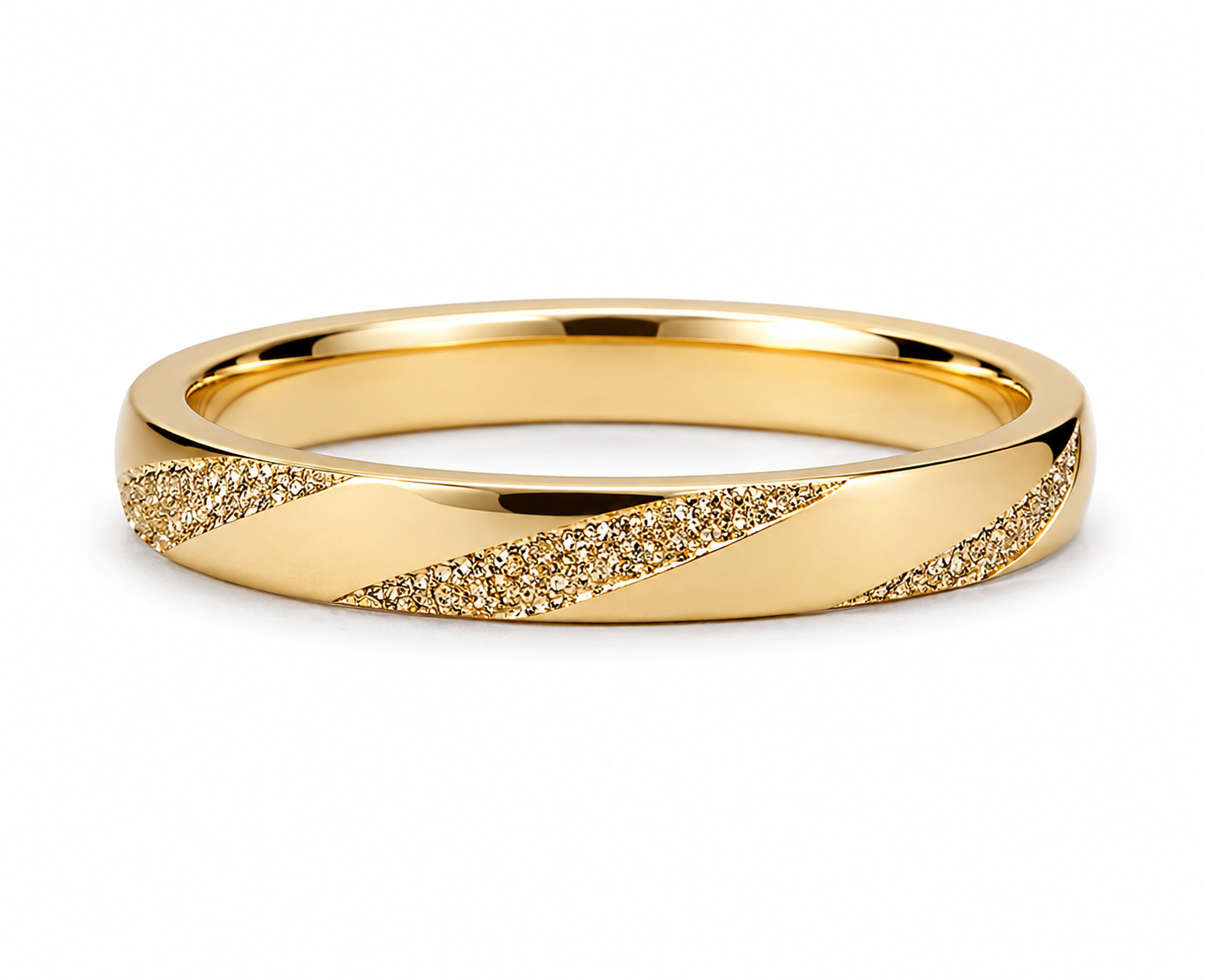Textured 18K Gold Wedding Band Set: Matching Promise Rings, His & Hers