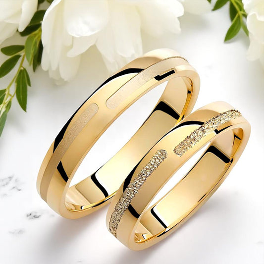 Textured 4mm Wedding Bands Set
