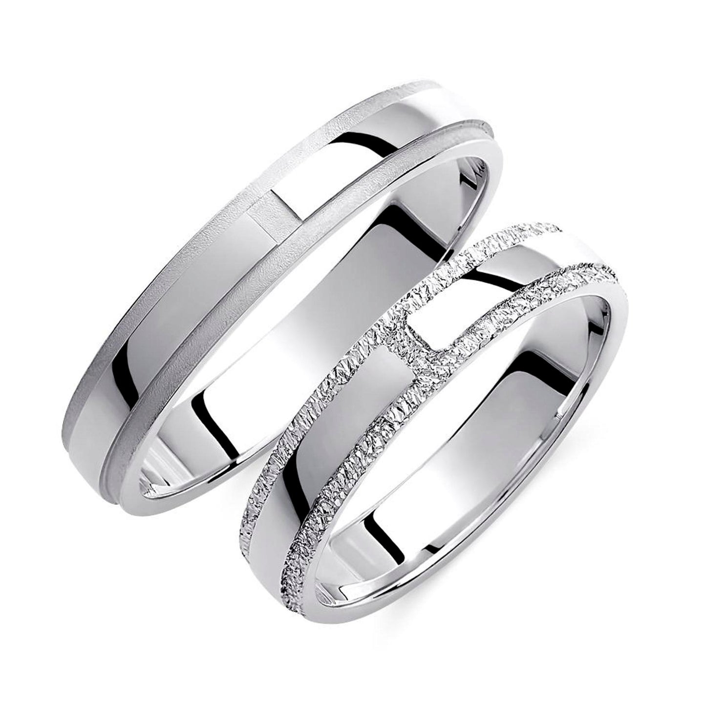 Textured 4mm Wedding Bands Set