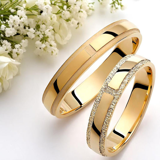 Textured 4mm Wedding Bands Set