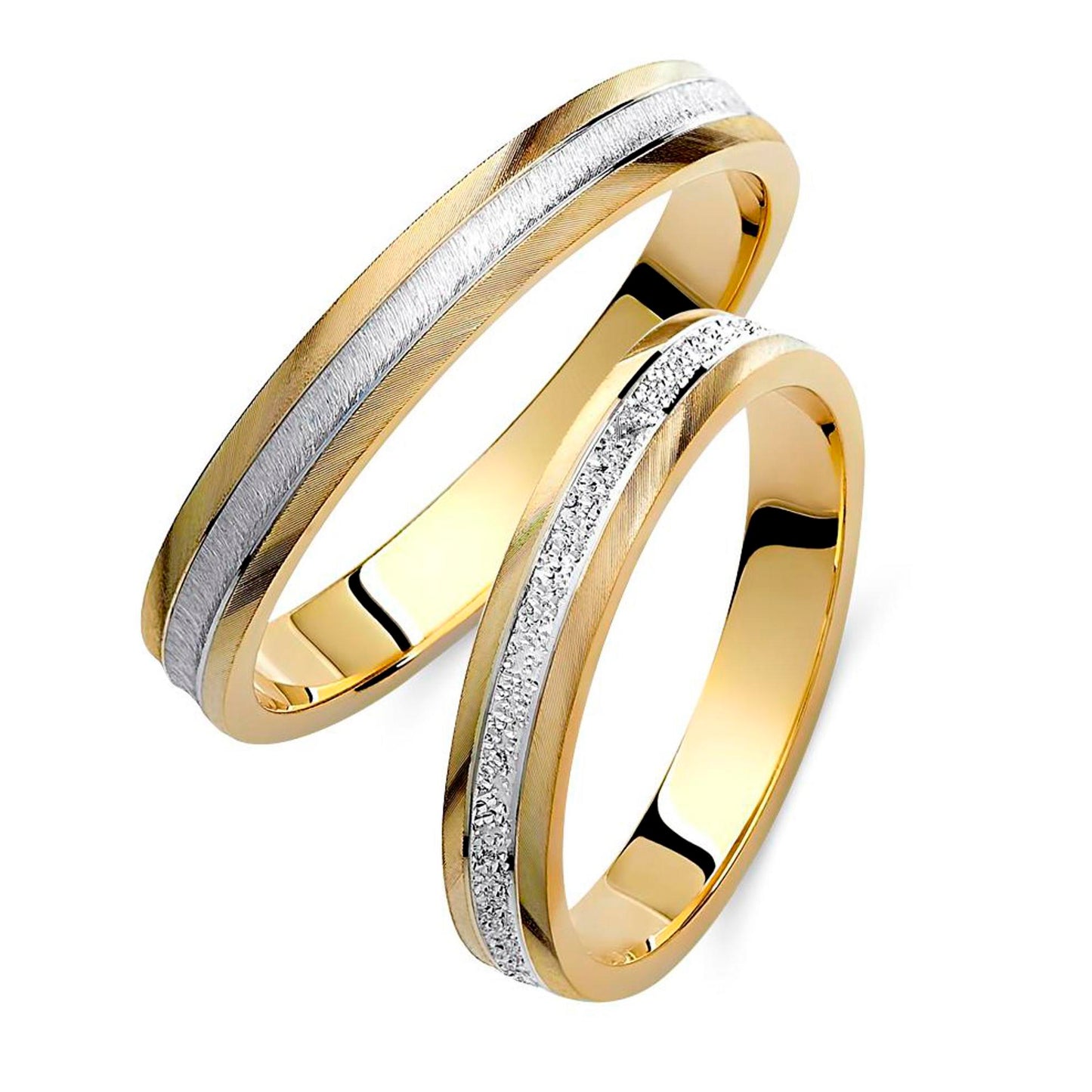 Two-Tone 3.5mm Wedding Bands Set