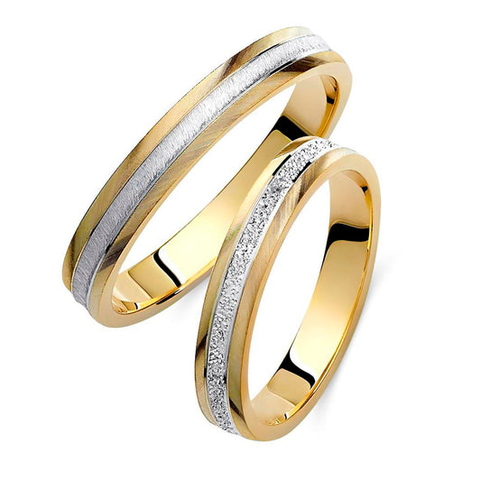 Two-Tone 3.5mm Wedding Bands Set