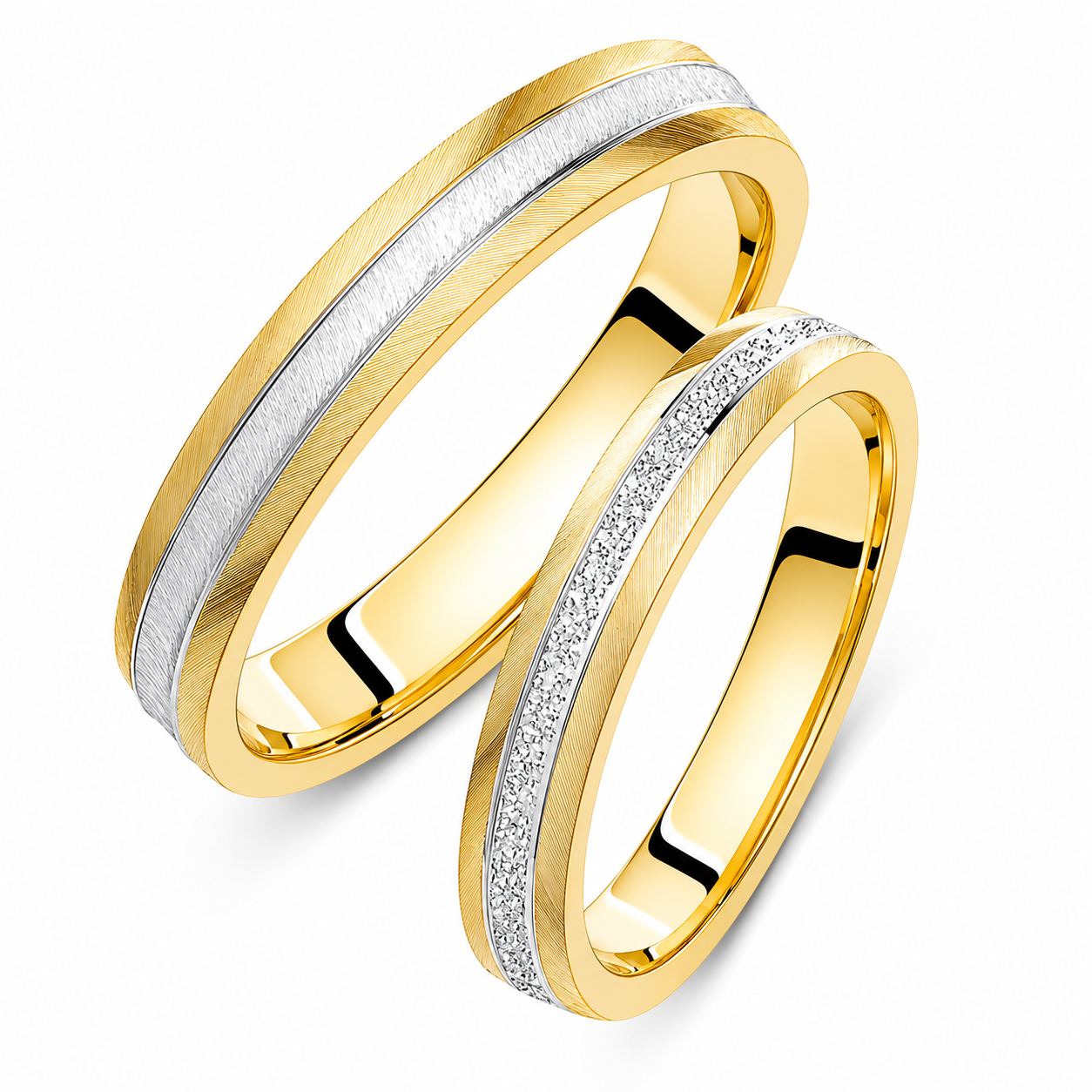 Two-Tone 3.5mm Wedding Bands Set