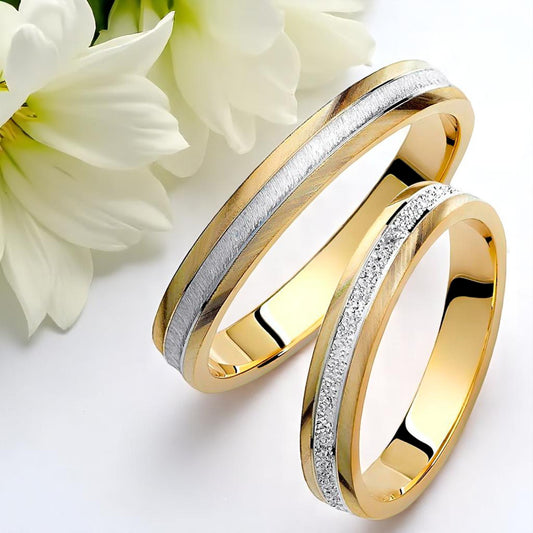 Two-Tone 3.5mm Wedding Bands Set