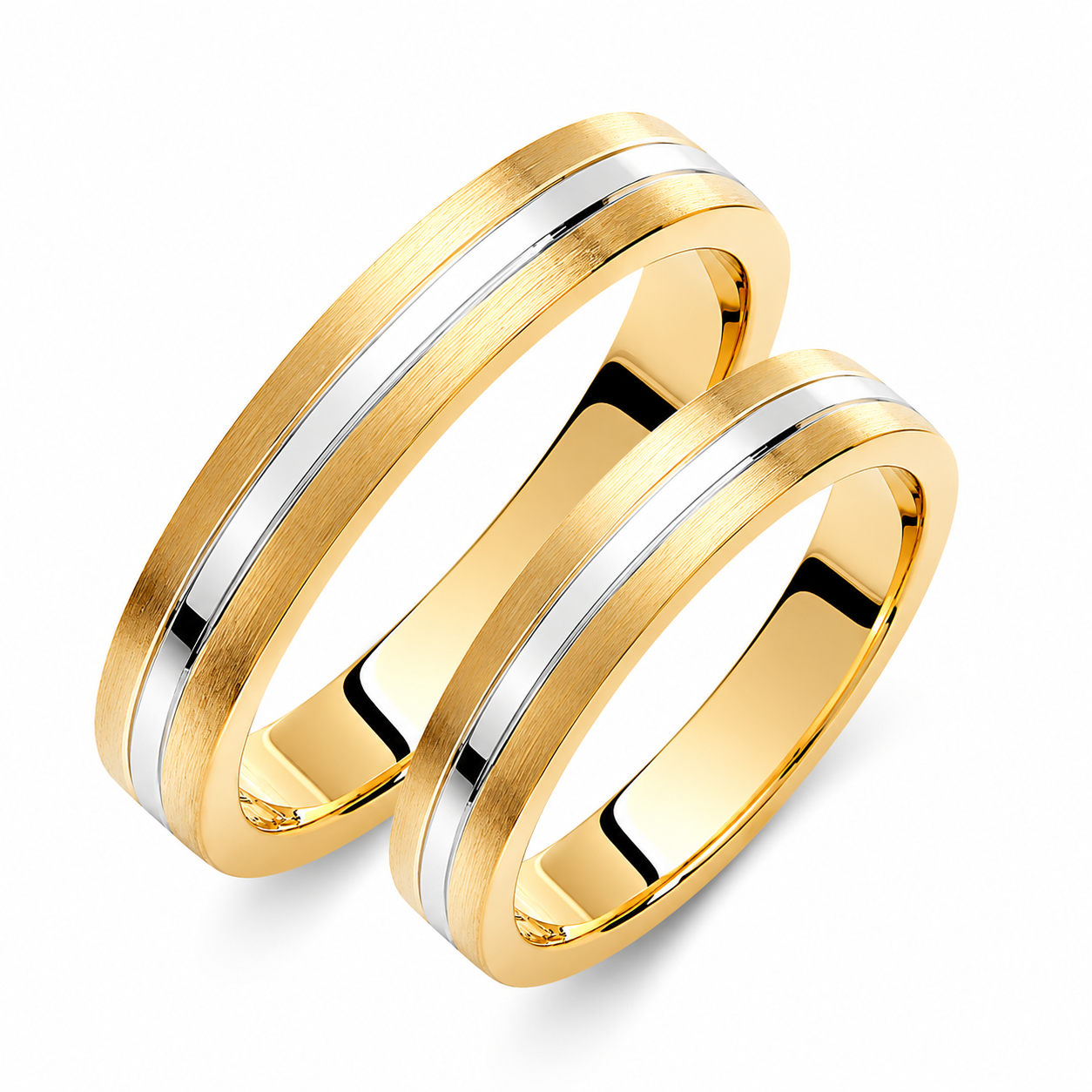 Two-Tone 3.5mm Wedding Bands Set