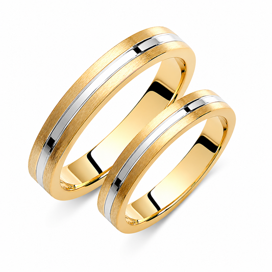 Two-Tone 3.5mm Wedding Bands Set