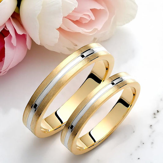 Two-Tone 3.5mm Wedding Bands Set