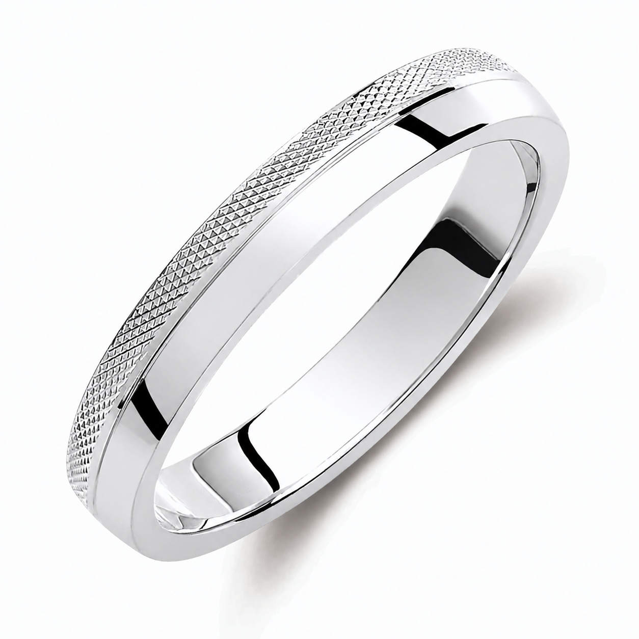 Two-Tone 3.5mm Wedding Bands Set with a Diamond Cut and Glossy Finish