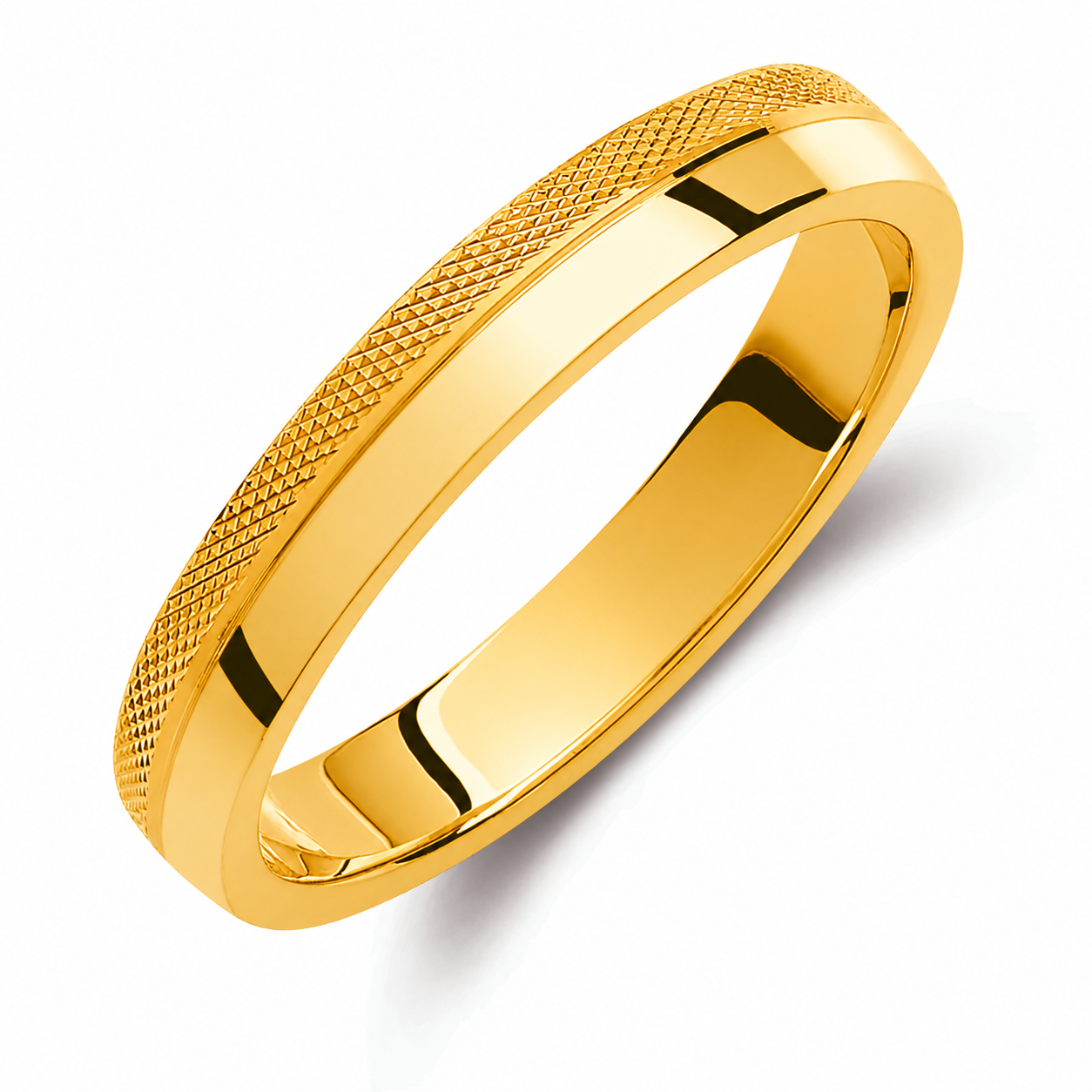 Two-Tone 3.5mm Wedding Bands Set with a Diamond Cut and Glossy Finish