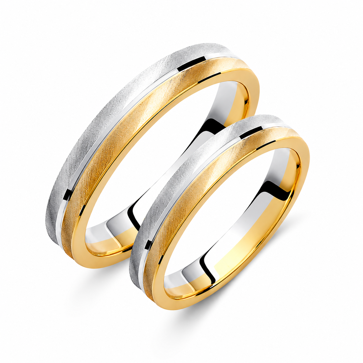 Bruhsed Two-Tone 3.5mm Wedding Bands Set