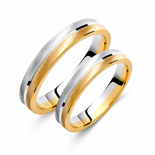 Bruhsed Two-Tone 3.5mm Wedding Bands Set