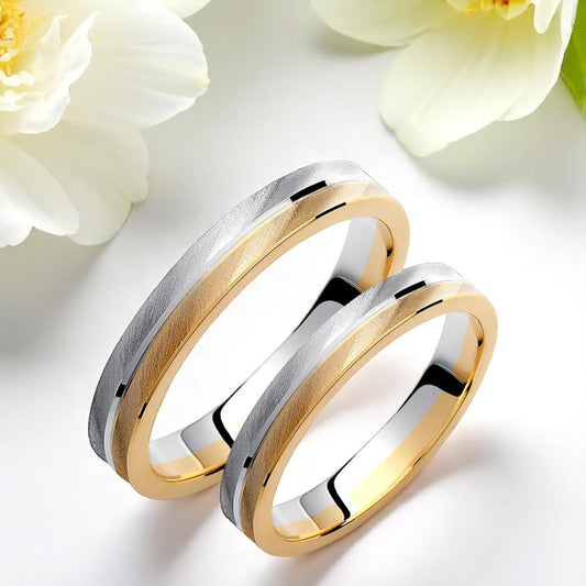 Bruhsed Two-Tone 3.5mm Wedding Bands Set