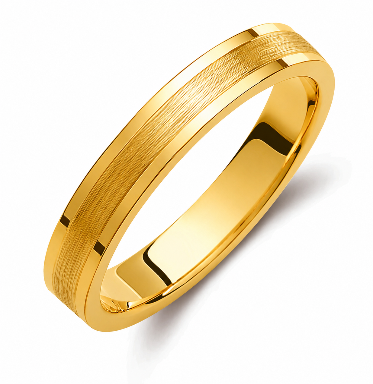 Two-Tone 3.5mm Wedding Bands Set with a Matte and Glossy Finish