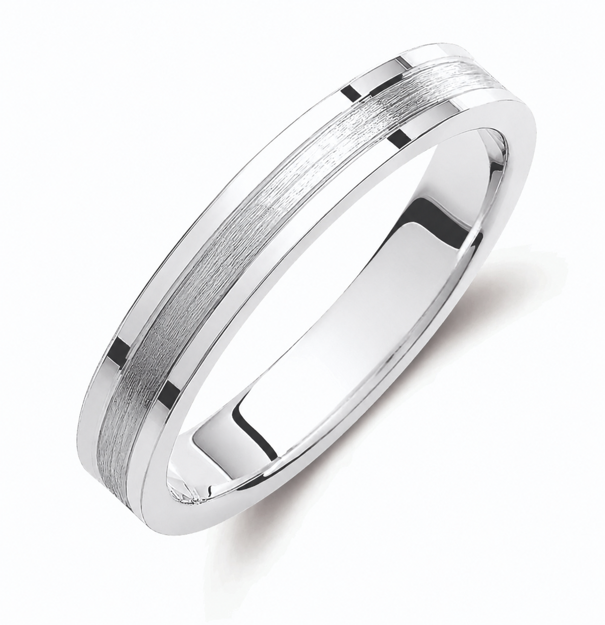Two-Tone 3.5mm Wedding Bands Set with a Matte and Glossy Finish