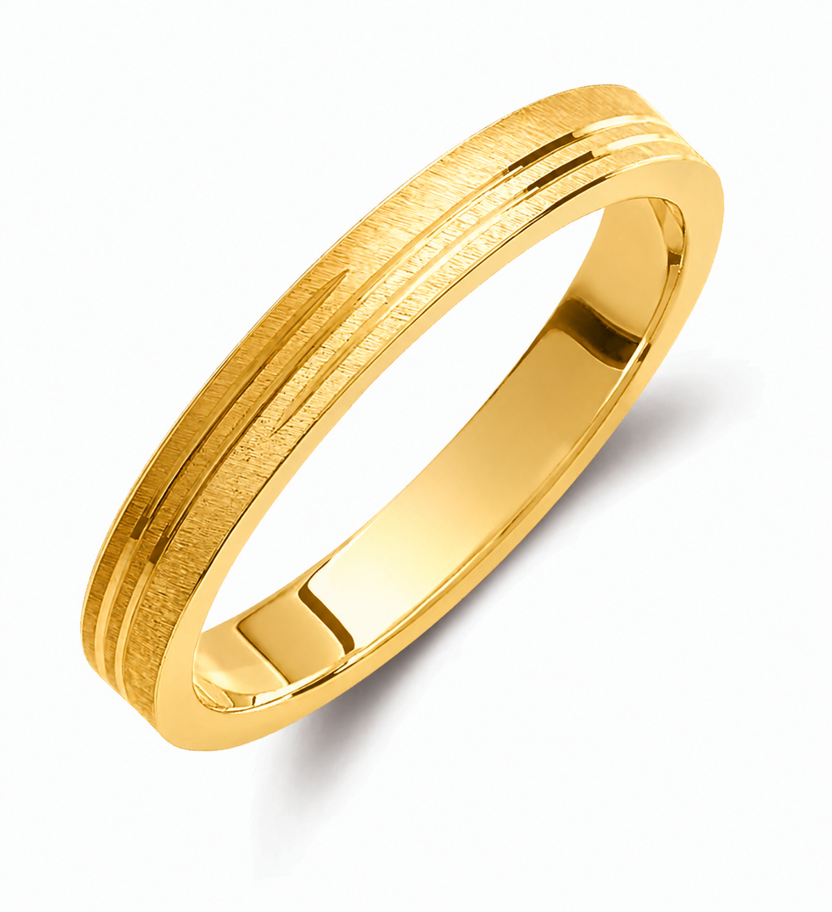 Two-Tone 3mm Wedding Bands Set with a Matte Finish