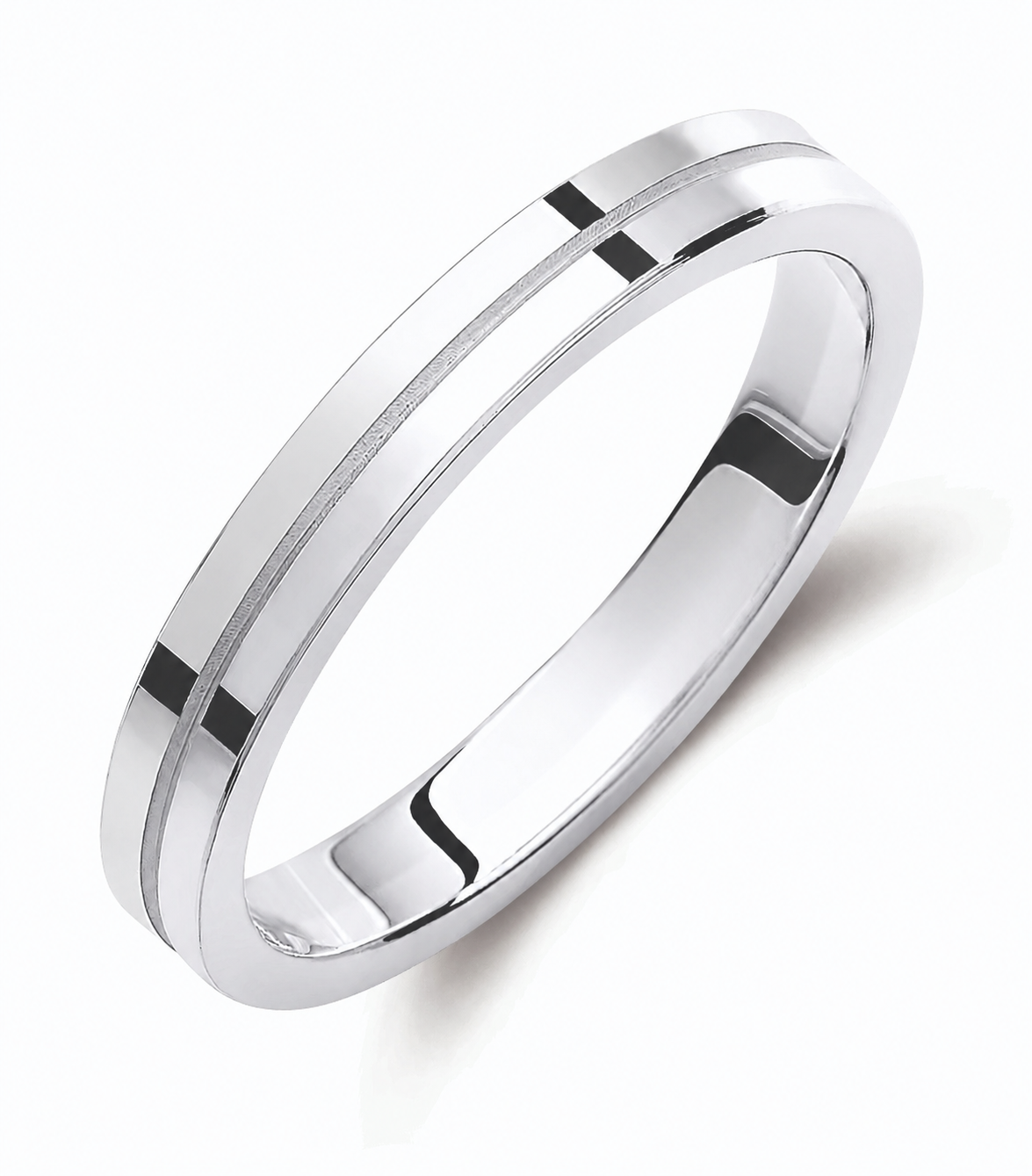 Two-Tone 3mm Wedding Bands Set with a Glossy Finish