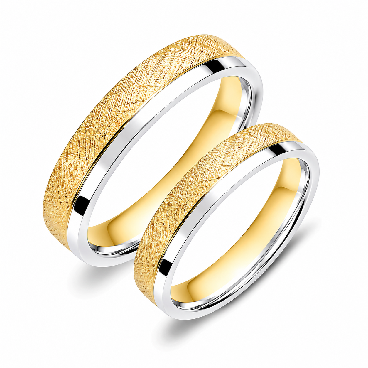 Two-Tone 4mm Wedding Bands Set