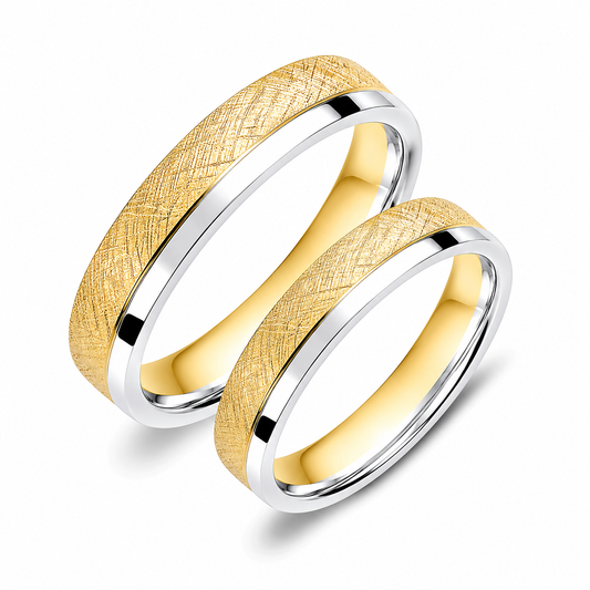Two-Tone 4mm Wedding Bands Set
