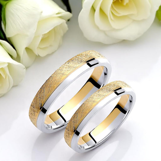 Two-Tone 4mm Wedding Bands Set