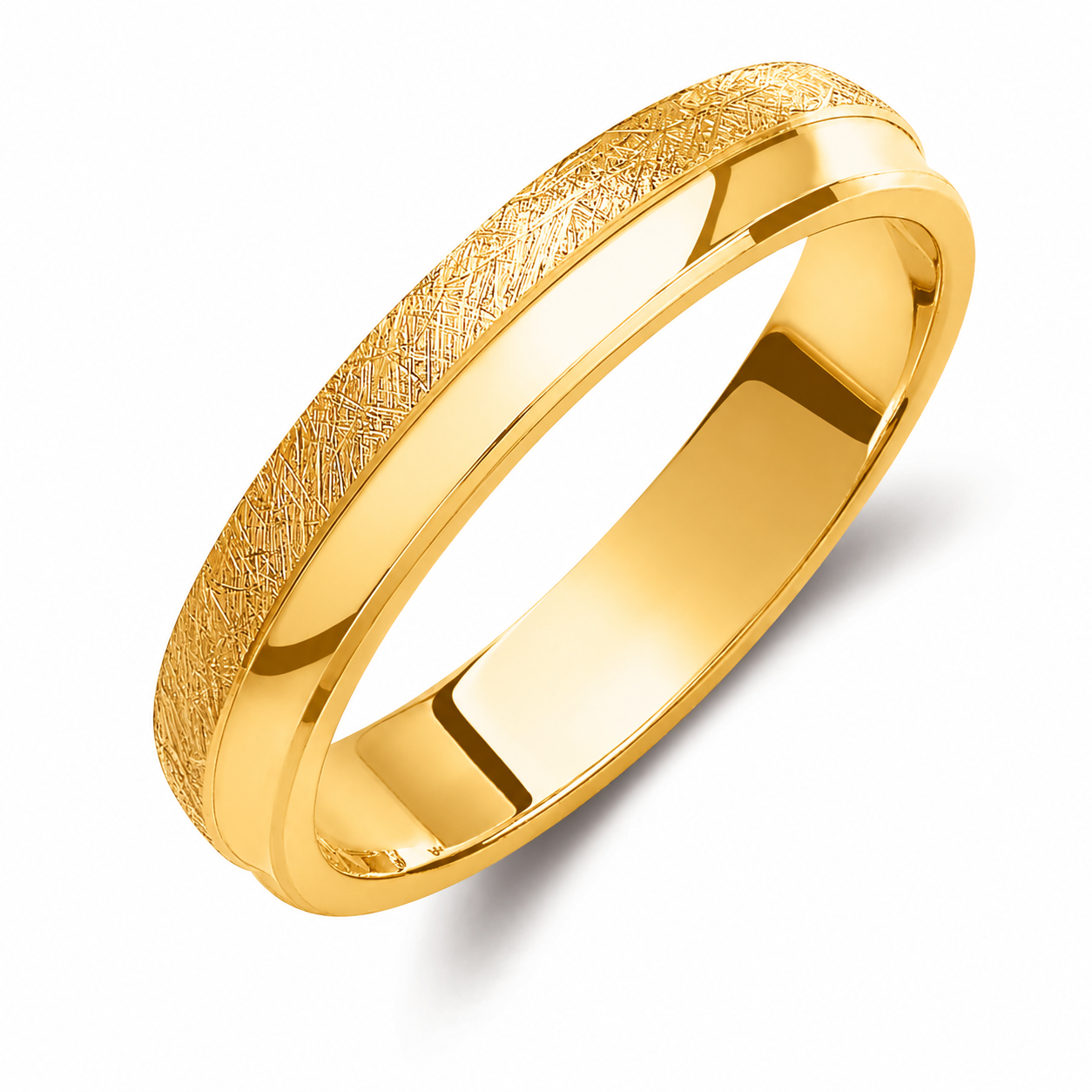 Textured Two-Tone 4mm Wedding Bands Set