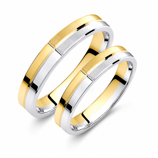 Two-Tone 3.5mm Wedding Bands Set