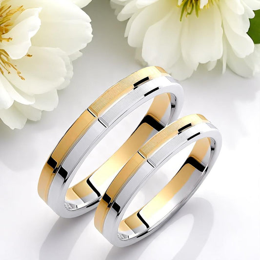 Two-Tone 3.5mm Wedding Bands Set