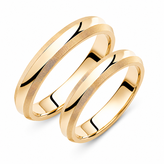 14k Gold Wedding Band Set: 3mm Classic His & Hers Rings
