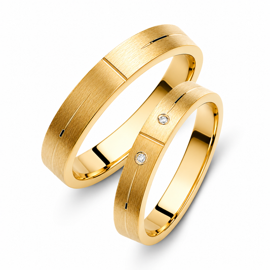 Diamond 3.5mm Wedding Bands Set