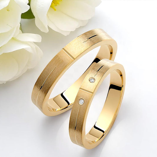 Diamond 3.5mm Wedding Bands Set