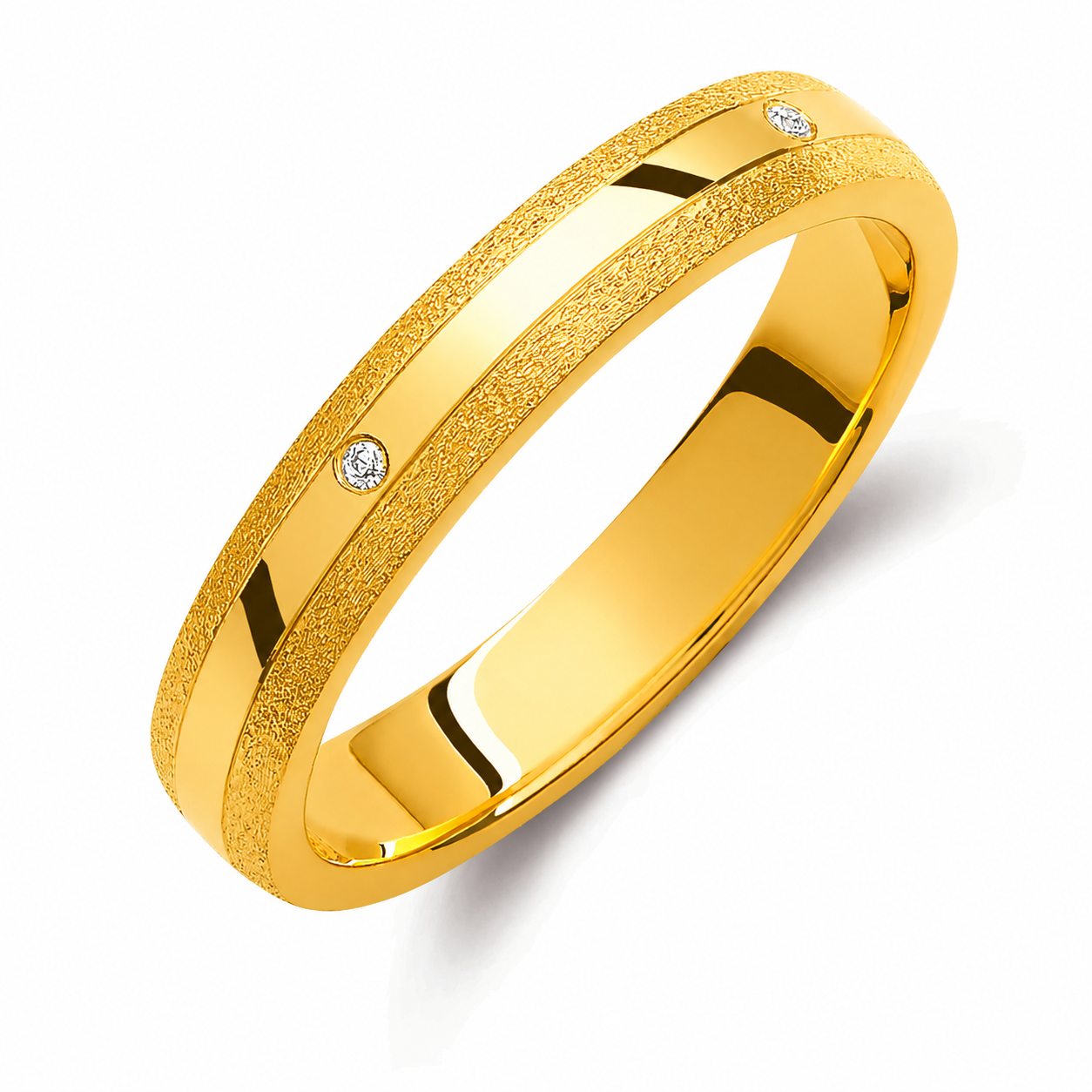 Two-Tone 3.5mm Wedding Bands Set with Diamonds