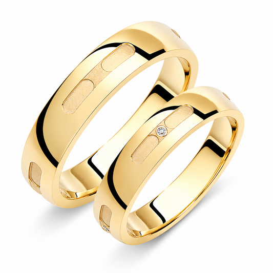 Diamond 4mm Wedding Bands Set