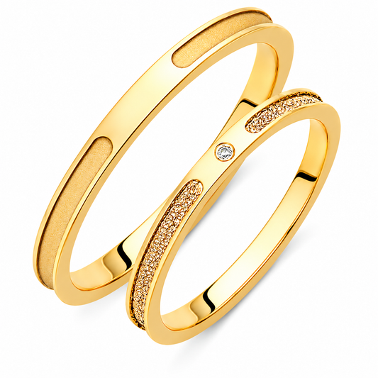 Slim 2mm Diamond Wedding Bands Set