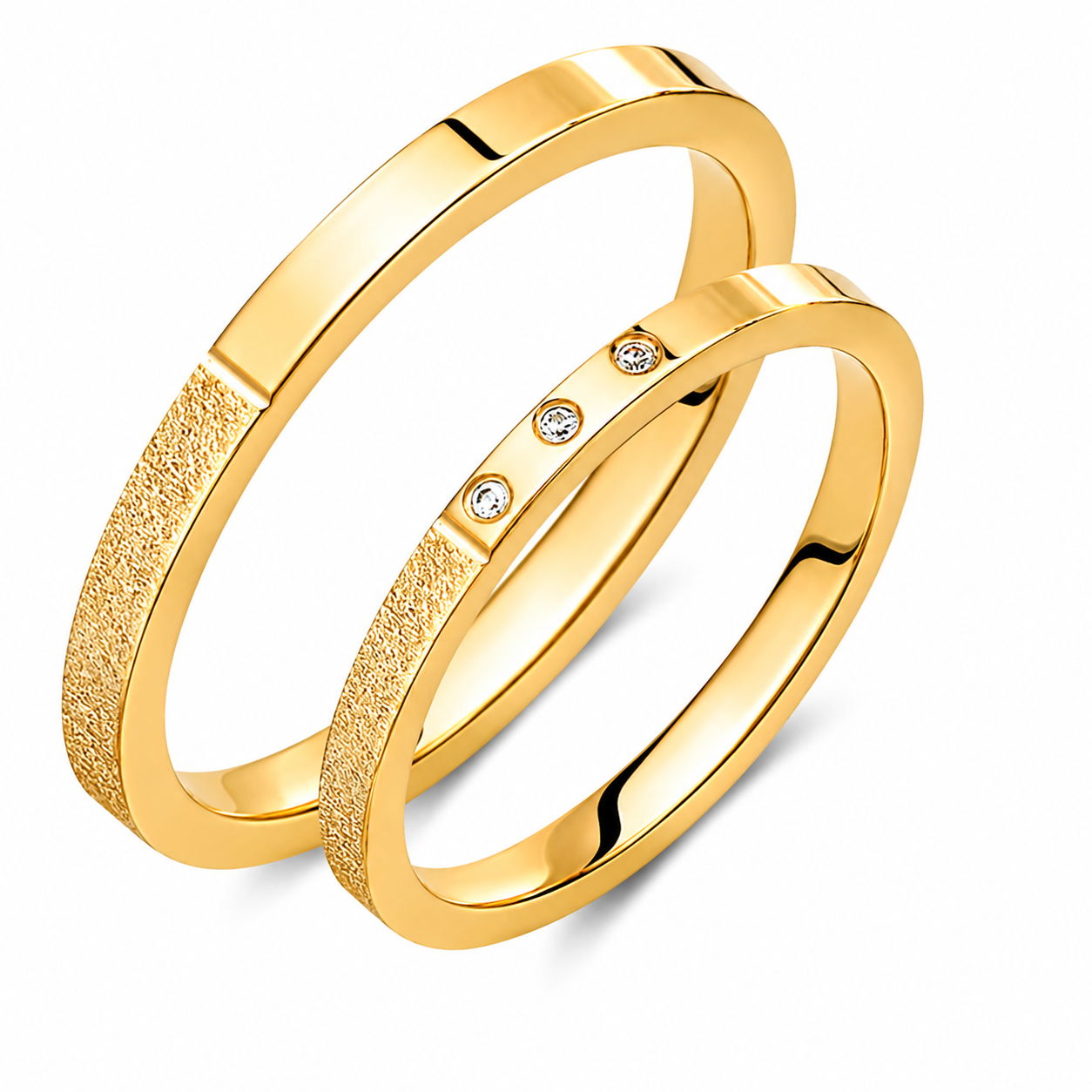 Slim 2mm Diamond Wedding Bands Set