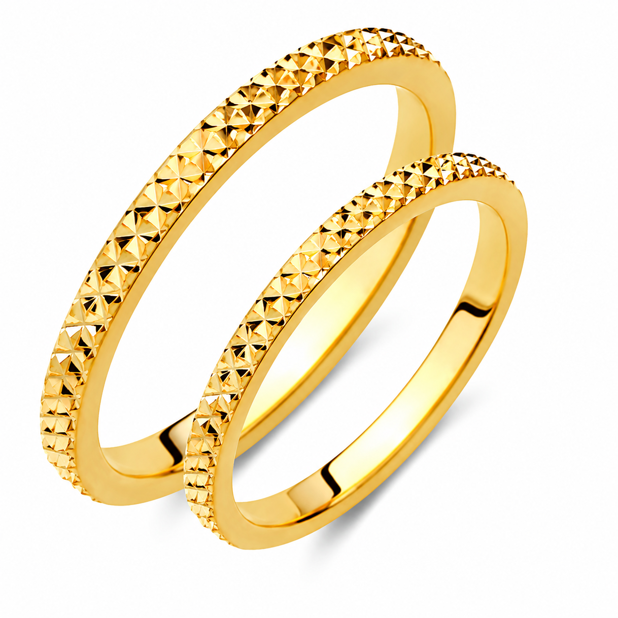 Slim 18K Gold Wedding Band Set: Matching Promise Rings, Engraved Option