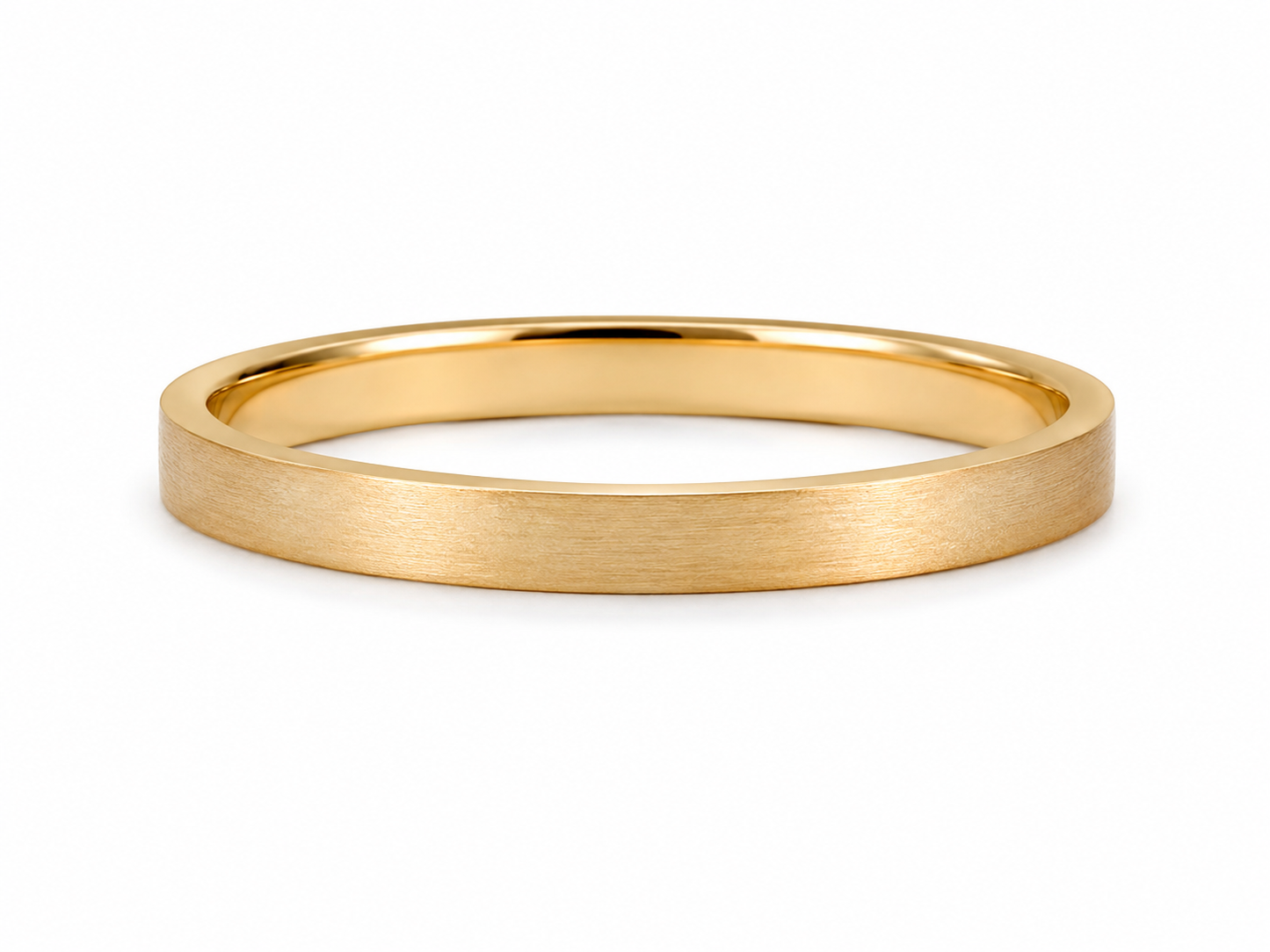 Brushed Gold Wedding Band Set: Matching 3mm Solid Gold Rings, Engravable