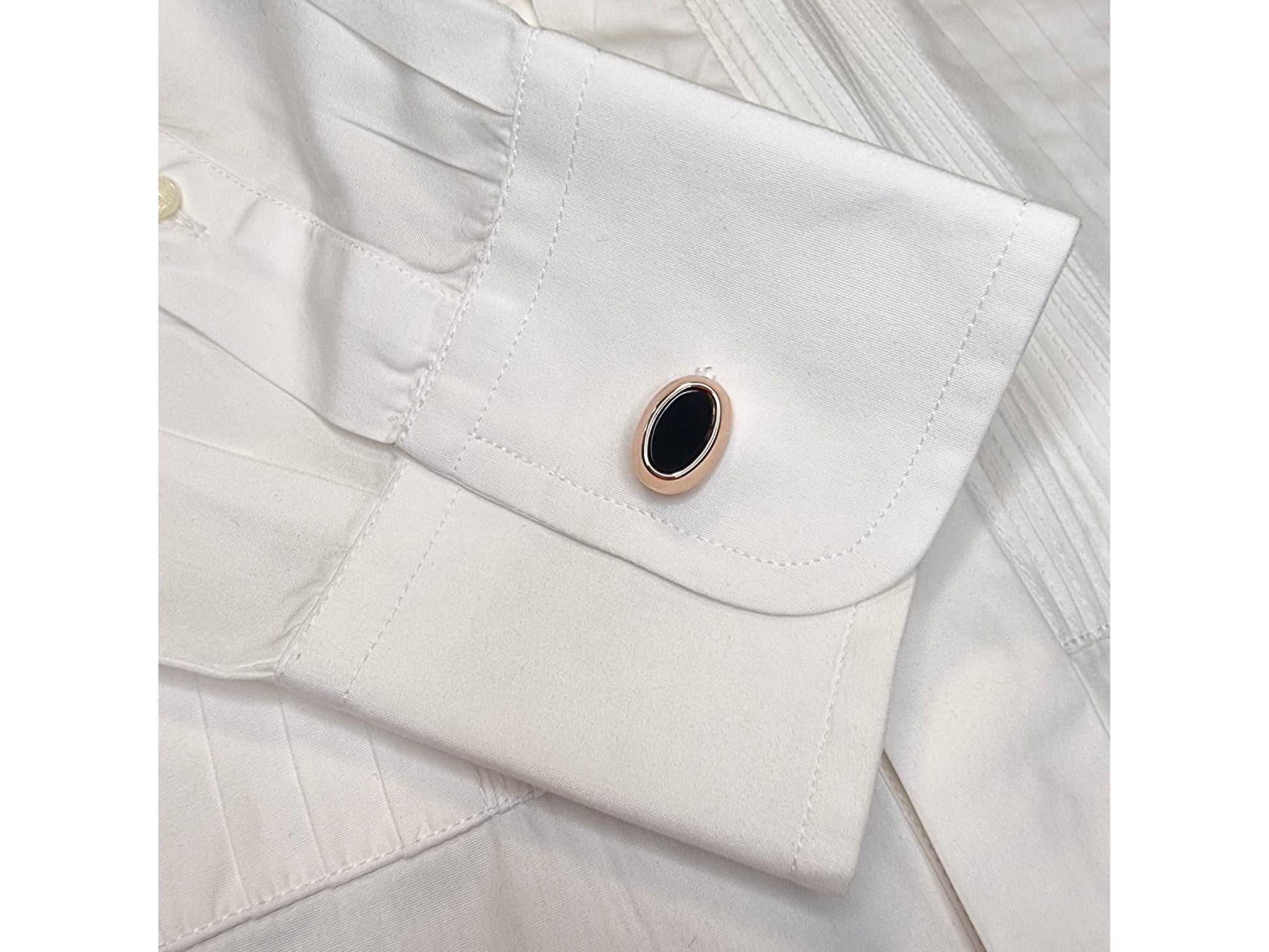 Oval Onyx Cufflinks in Solid 14K Rose Gold