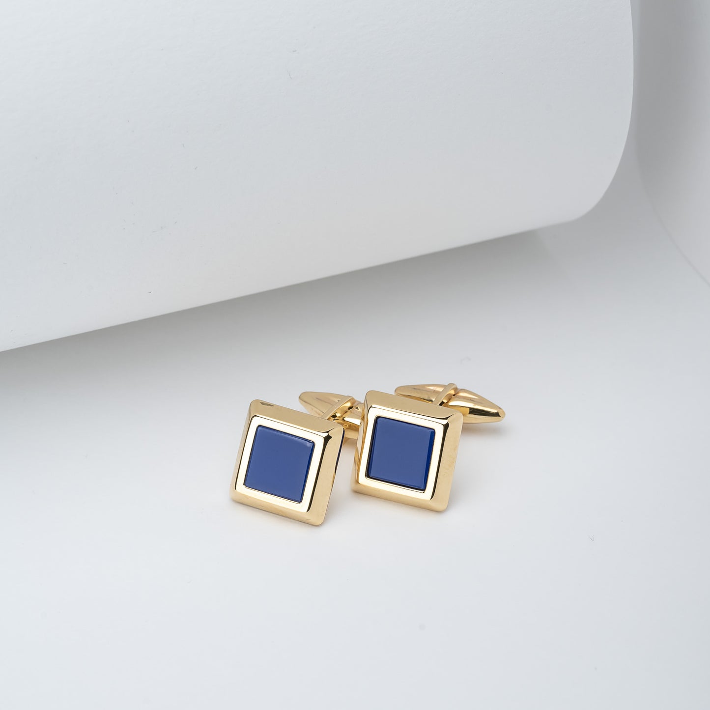 14K Yellow Solid Gold Cufflinks with Lapis Lazuli