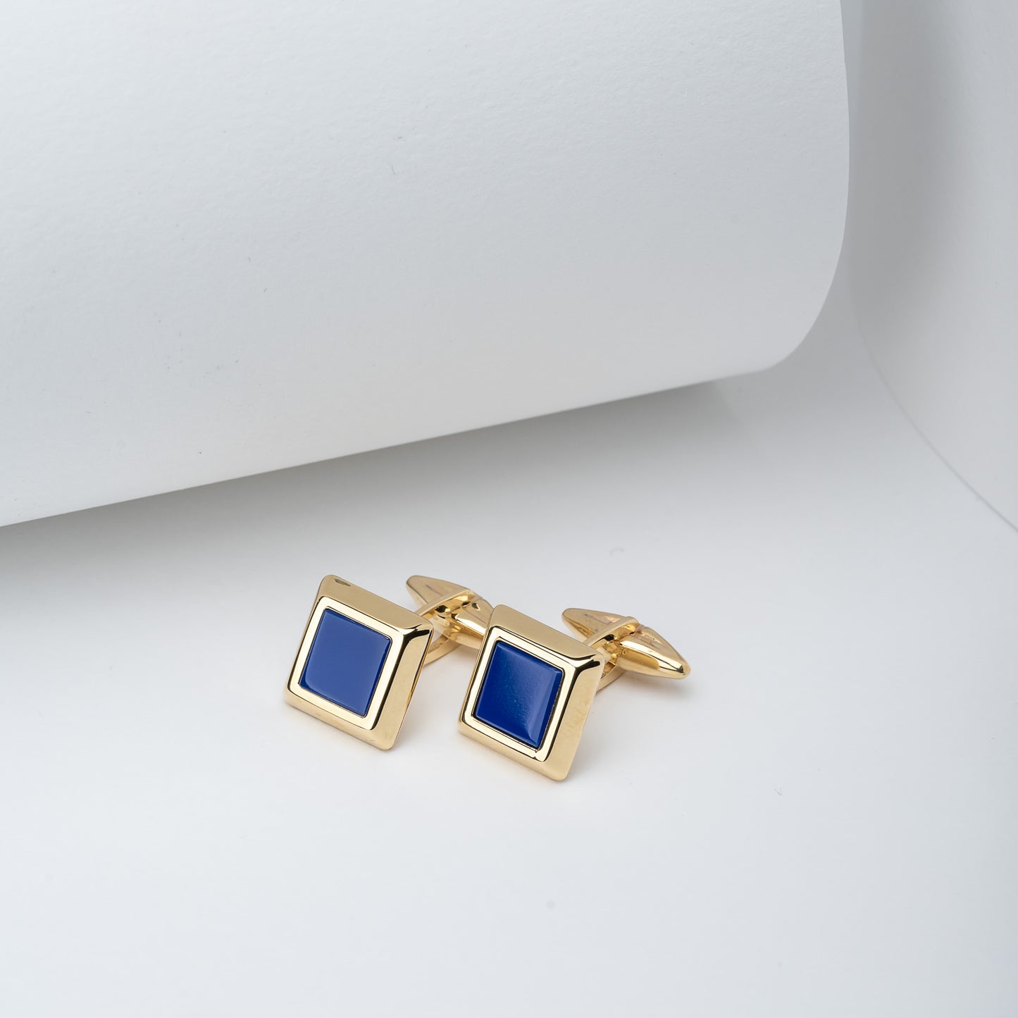 14K Yellow Solid Gold Cufflinks with Lapis Lazuli