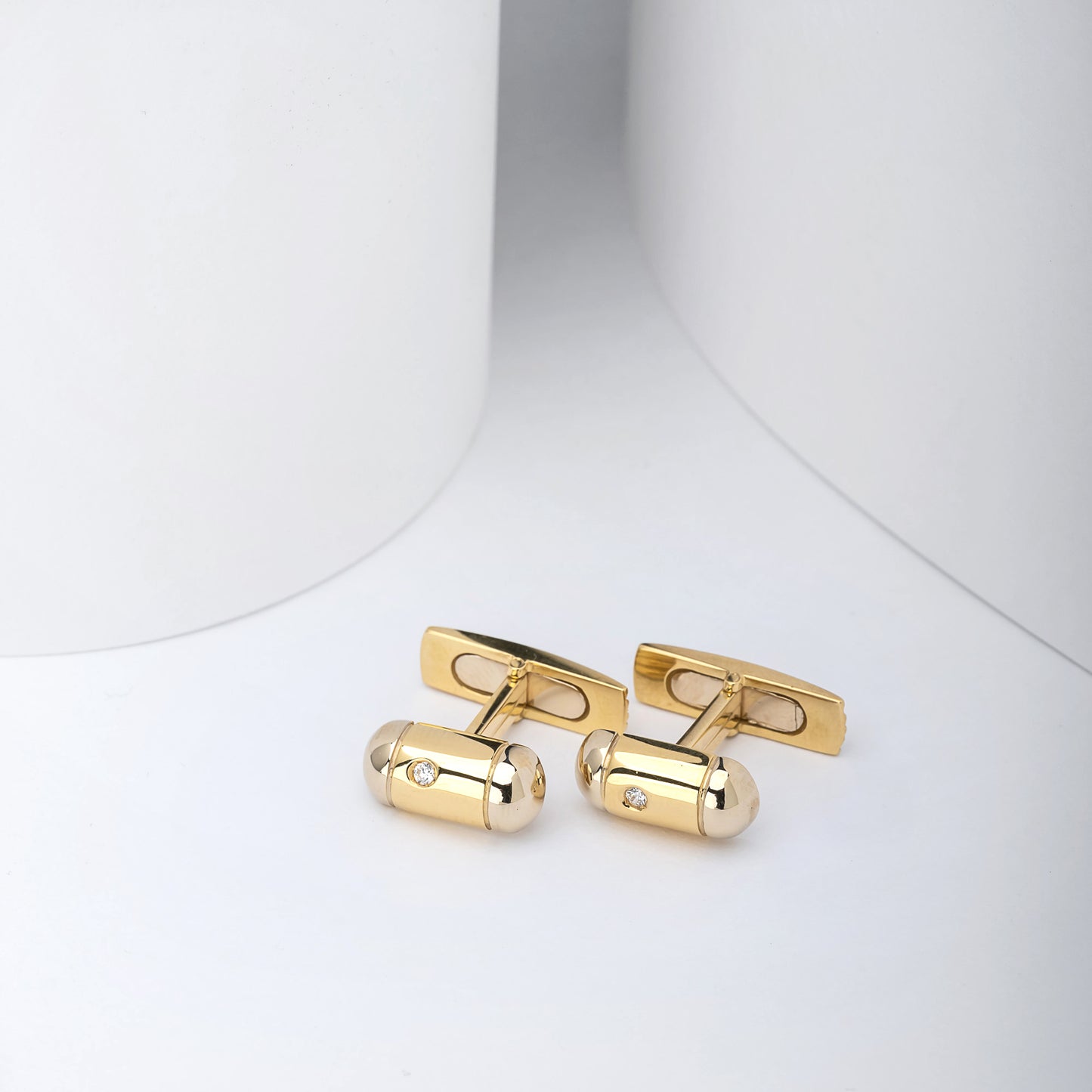 Two-tone Diamond Cufflinks in 14k Solid Gold