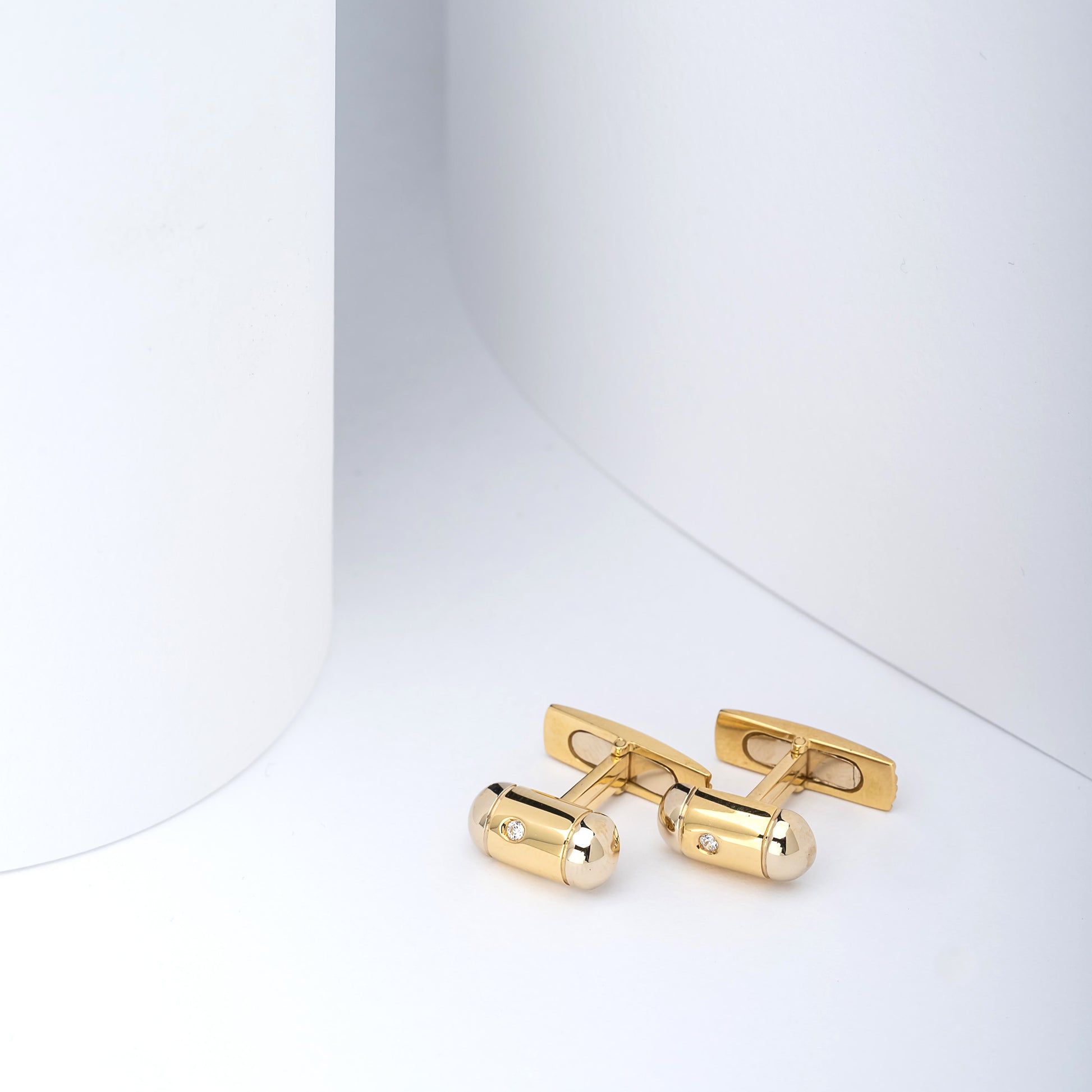 Two-tone Diamond Cufflinks in 14k Solid Gold