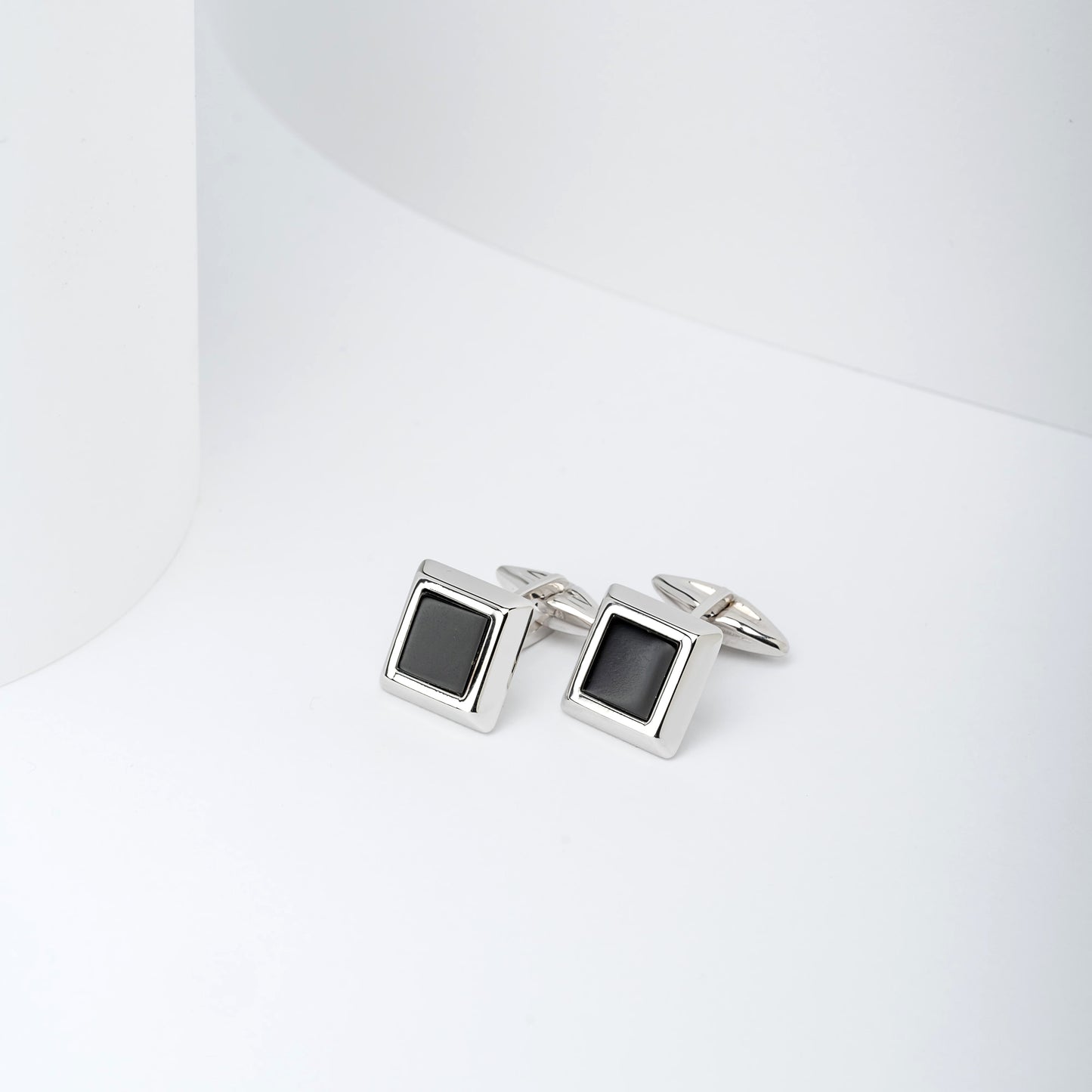 Square Onyx Cufflinks in Solid 14K White Gold