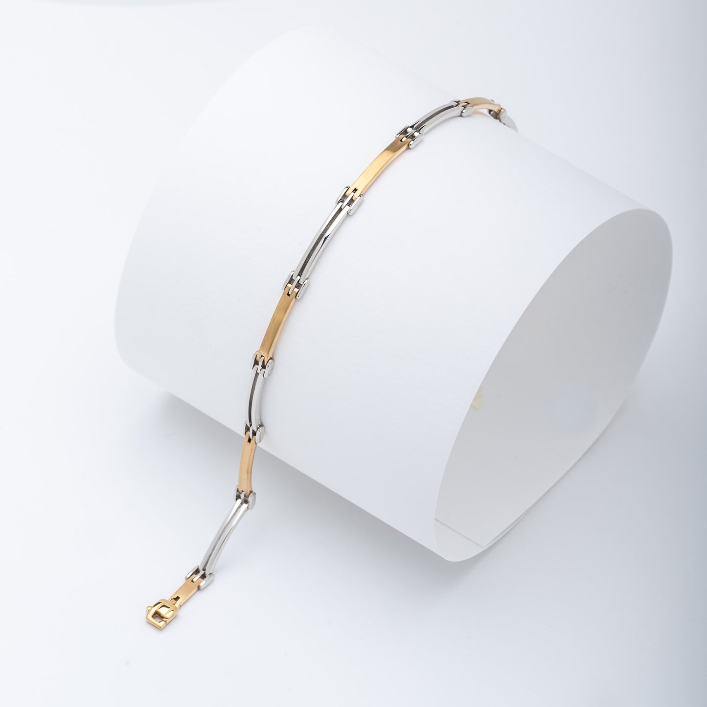 Two-tone Mechanical Link Bracelet in 14k Solid Gold for Men