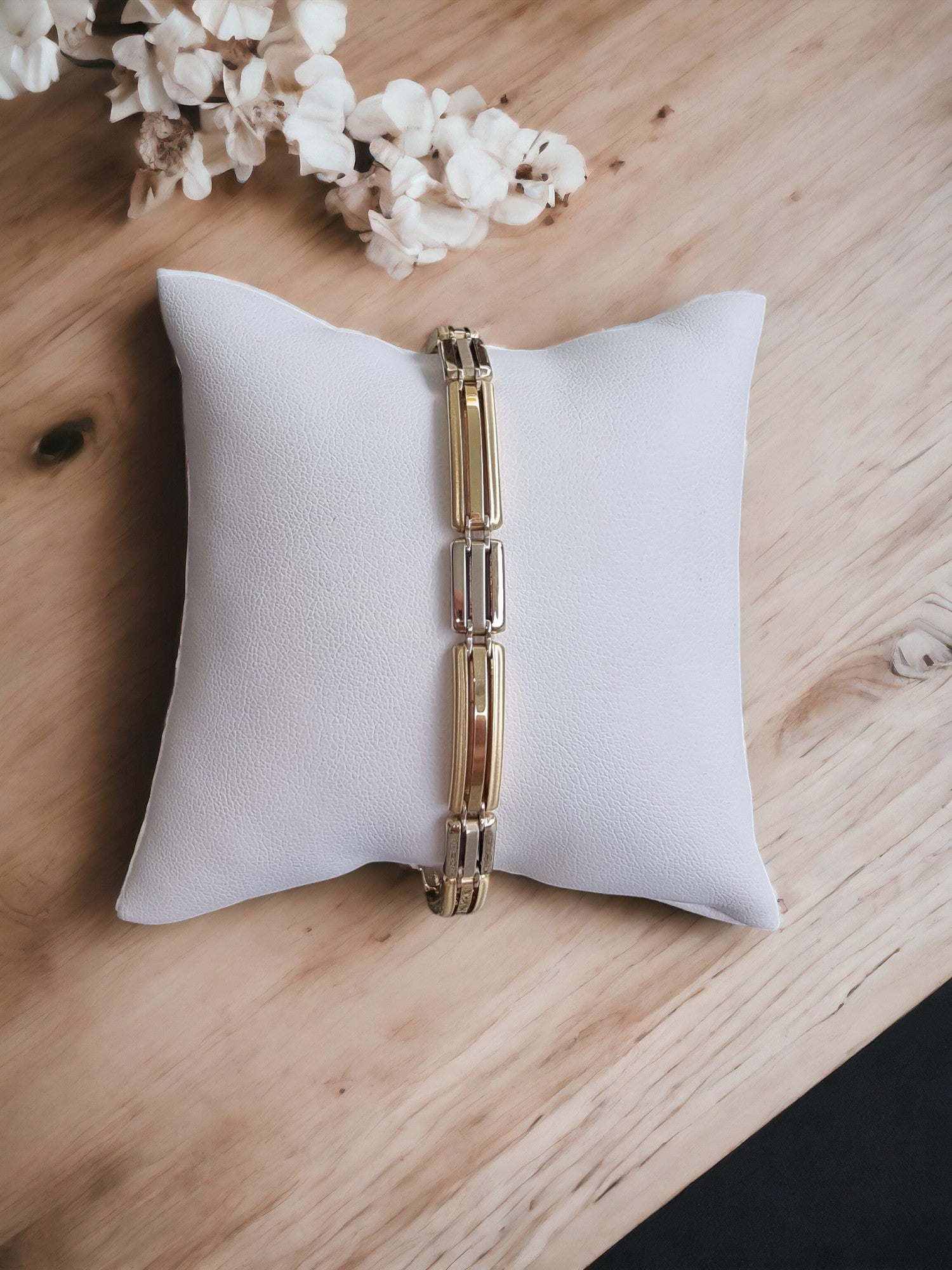 Two-Tone Gold Bracelet designed for men in 14k gold.