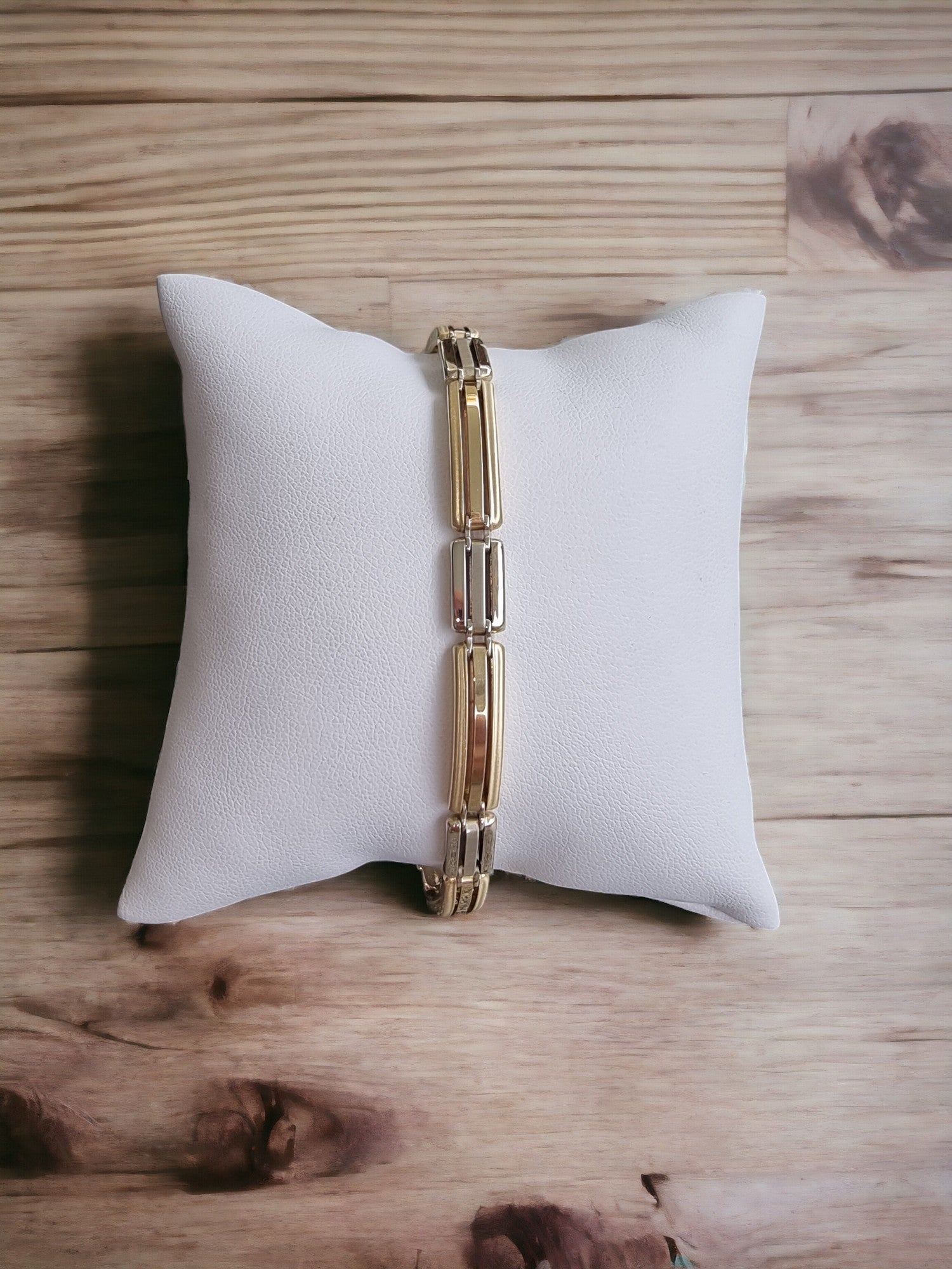 Two-Tone Gold Bracelet designed for men in 14k gold.