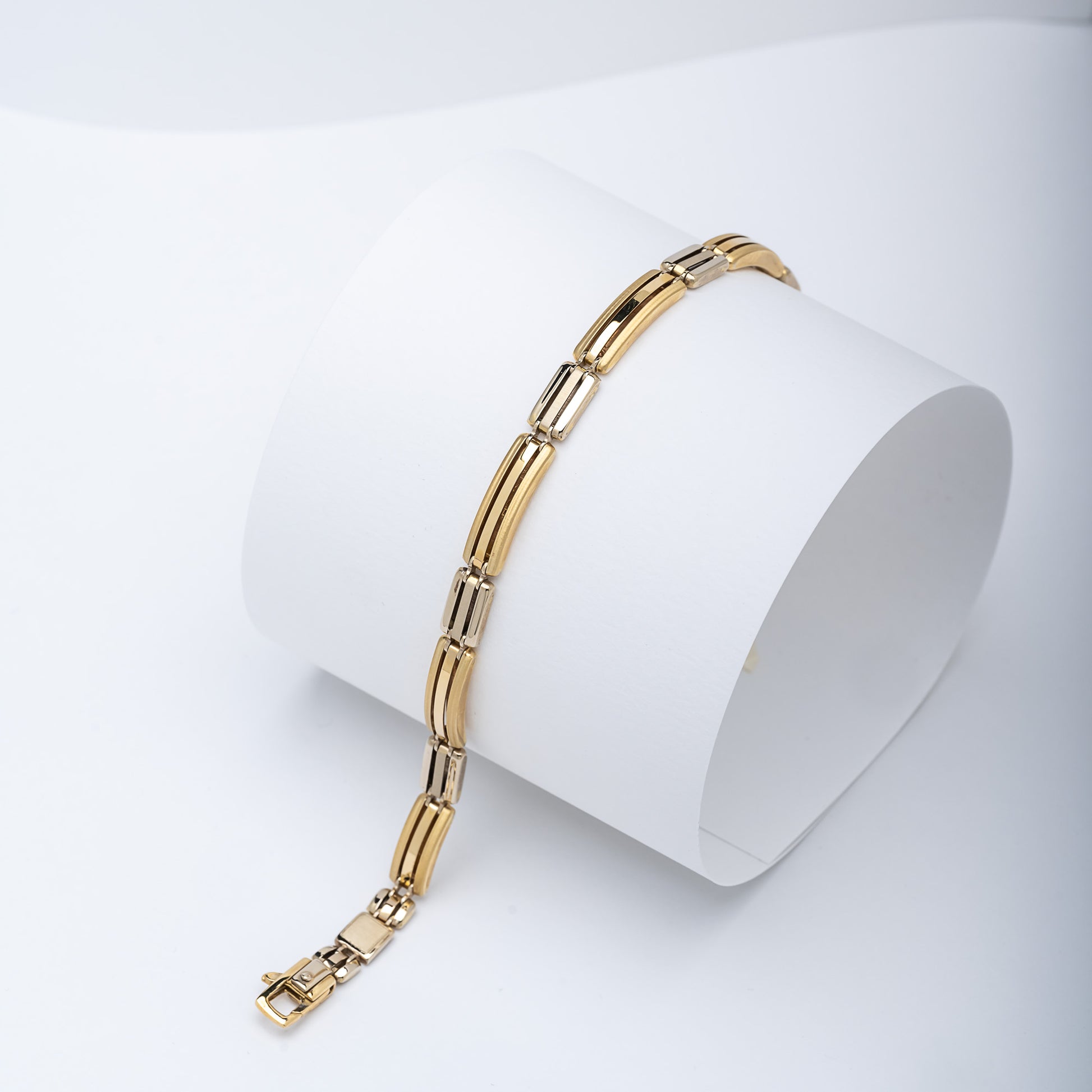 Two-Tone Gold Bracelet designed for men in 14k gold.